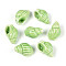 Handmade Printed Porcelain Beads, Conch Shape, Bright Glazed Porcelain, Light Green, 20~21x13~14x11.5~12mm, Hole: 1.2~1.5mm