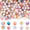 300Pcs 10 Colors Frosted Baking Painted Crackle Glass Beads with Glitter Powder, Two Tone, Round, Mixed Color, 8x7.5mm, Hole: 1.6mm, 30pcs/color