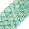 Transparent Glass Beads Strands, Oval, Turquoise, 11x8x5.5mm, Hole: 1mm, about 32pcs/strand, 13.78 inch(35cm)