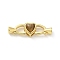Brass Heart Fold Over Clasps, with Tiger Eye, Golden, 25mm