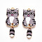 Alloy Enamel Pendants, Golden, Cat Charm, Light Grey, 39x15.5x2mm, Hole: 2mm