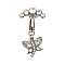 304 Stainless Steel Pave Clear Cubic Zirconia Clip on Belly Rings, Stainless Steel Color, Dragonfly, 35mm