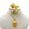 Hexagon Alloy Pendant Necklaces & Hoop Earrings & Cuff Bangles & Rings for Women, Golden, 450mm