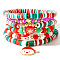 Pearl Clay Heishi Beaded Stretch Bracelets, Christmas Holiday Gift Set Jewelry Accessories, Colorful, 6-7/8 inch(17.5cm)
