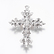 Latin Cross Antique Silver Plated Alloy Big Gothic Pendants PALLOY-J161A-01AS-2