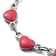Bracelet chaîne à maillons coeur en acier inoxydable couleur 304 avec émail BJEW-E088-01P-3