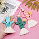 CHGCRAFT 3Pcs 3 Colors Cactus Car Ornament Cotton Handmade Wall Hanging Diffuser Rear View Mirror Charm with Wooden Beads Colorful Hanging Pendant for Bedroom Nursery Room Cars AJEW-CA0001-86-3