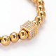 Réglables bracelets balle tressée de perles 201 en acier inoxydable BJEW-D382-G-2