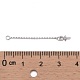 トレンドのロジウムメッキ 925 スターリングシルバーのアメリカンチェーンピアス  片穴パーツ用  プラチナ  32x3mm  穴：2mm  ピン：0.7mm STER-M088-26C-2
