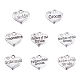PandaHall 48Pcs 8 Styles Antique Silver Flat Round Inspirational Word Tag Charms Collection Tibetan Circle Message Pendants TIBEP-PH0005-10AS-1