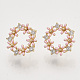 Brass Micro Pave Clear Cubic Zirconia Stud Earring Findings KK-T054-38G-NF-1
