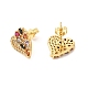 Cubic Zirconia Heart Stud Earrings EJEW-E273-10G-2