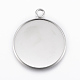 304 Stainless Steel Pendant Cabochon Settings X-STAS-E146-18P-25mm-2