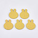 ペイントされたウサギのポプラ材カボション  ウサギの頭部  ゴールド  24.5x21x1.5mm WOOD-T021-21A-1