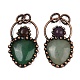 Подвески из натурального зеленого авантюрина и натурального аметиста G-Z101-06R-04-1