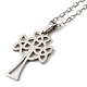 201 Stainless Steel Cross with Sailor's Knot Pendant Necklace with Cable Chains NJEW-Q317-11P-2