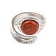 Овальное кольцо-манжета из натуральной красной яшмы RJEW-I079-01D-2
