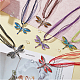 Fibloom 6 pièces 6 couleurs alliage émail papillon pendentif colliers sertis de strass NJEW-FI0001-06-7