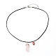 Natural Tiger Eye & Rose Quartz Double Terminated Pointed Pendants Necklaces Set for Couples Best Friends NJEW-JN03676-4