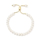 Bracelet coulissant en perles de coquillage avec chaîne serpent en laiton BJEW-B066-01B-01-1