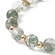 Glass Imitation Green Quartz & Brass Beaded Stretch Bracelet for Women BJEW-JB09187-4