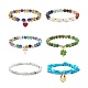 Ensemble de bracelets extensibles en perles de verre et pierres précieuses mélangées naturelles 6 pièces 6 styles BJEW-JB08876-4