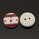 2-Hole Flat Round Star Printed Wooden Sewing Buttons X-BUTT-M004-05-2