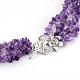 Chip Natural Amethyst Beaded Multi-Strand Necklaces NJEW-JN01576-05-2