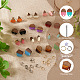 Cheriswelry diy 12 paires 12 style bicolore résine et bois de noyer boucles d'oreilles accessoires DIY-CW0001-35-4