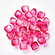 Bouchons de perles en verre peint à la bombe transparent à 4 pétale X-GGLA-S054-009B-02-1