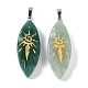 Подвески с натуральным зеленым авантюрином и солнечным узором G-L524-14P-01-1