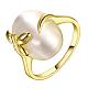 Real 18K Gold Plated Tin Alloy Cat Eye Oval Finger Rings for Women RJEW-BB09432-8G-1