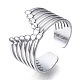 304 Stainless Steel Initial Letter V Open Cuff Ring RJEW-N040-05-1