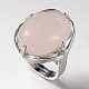 Adjustable Oval Gemstone Wide Band Rings RJEW-L062-01C-1
