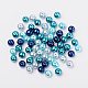Pandahall elite paquete de 100 cuentas de perlas de vidrio redondas para hacer joyas de diy - azul caribe - 8 mm HY-PH0006-8mm-03-2