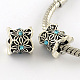 Antique Silver Plated Alloy Rhinestone Large Hole European Beads MPDL-R041-08-2