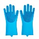 シリコン食器洗い手袋  手袋を拭く手洗い  クリーニングブラシ付  ドジャーブルー  340x160mm AJEW-TA0016-04B-1