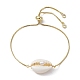 Bracelet coulissant à maillons coquillages et perles naturelles BJEW-JB09691-1
