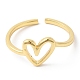 2Pcs 2 Style Rack Plating Brass Heart Open Cuff Rings Set RJEW-R137-03-3