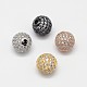 Perles rondes en laiton avec zircone cubique de micro pave ZIRC-L017-03-1