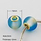 Two Tone Large Hole Rondelle Rubberized Glass European Beads X-GPDL-Q010-01A-1