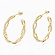 Semicircular Brass Micro Pave Clear Cubic Zirconia Cable Chain Stud Earrings EJEW-N015-01-1