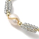 Braccialetti a maglie con perle naturali e perline di vetro BJEW-C051-42G-2