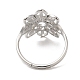 304 Stainless Steel Hollow Flower Adjustable Ring for Women RJEW-M149-09P-2