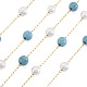 Цепи с круглыми звеньями из синтетической бирюзы и стекла CHS-TA0001-49-2