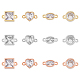 SUPERFINDINGS 12Pcs 12 Styles Cubic Zirconia Connector Charms Brass Heart Shaped Love Oval Linking Charms Silver Rose Gold Flat Round Square Shiny Links for Bracelets Necklaces Earrings Making KK-FH0005-86-1