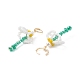 Boucles d'oreilles pendantes à levier avec perle de coquillage et fleur de verre tressée avec long pompon EJEW-TA00122-5