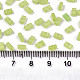 2穴ベーキングペイントガラスシードビーズ  透明なつや消し色虹  長方形  緑黄  4.5~5.5x2x2~2.5mm  穴：0.5~0.8mm  約250個/10g X-SEED-S031-M-SH1204FR-2