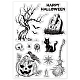 GLOBLELAND Halloween Clear Stamps Crow Broom Tombstone Pumpkin Silicone Clear Stamp Seals for Cards Making DIY Scrapbooking Photo Journal Album Decoration DIY-WH0167-56-914-8