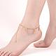 Europäische und amerikanische Mode Messing Blatt Charme Fußkettchen für Damen Sommerurlaub AJEW-BB14802-G-7